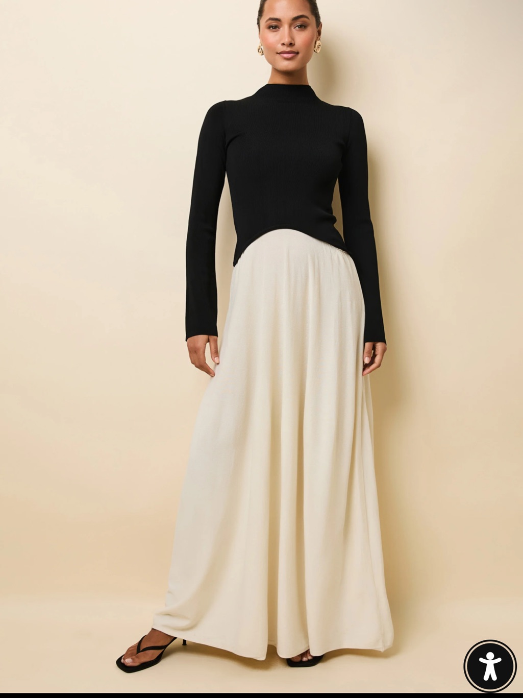 Solid & Striped Cream Maxi Skirt